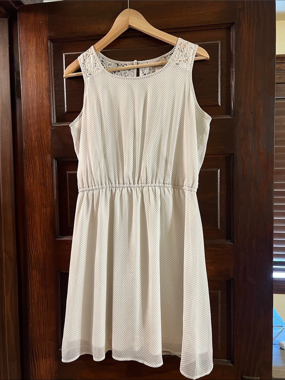 Sleeveless White Polka Dot Dress